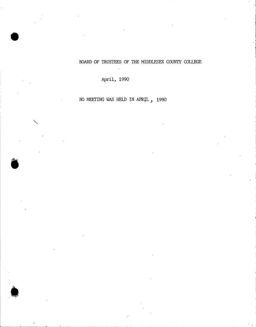 Board of Trustees Meeting Minutes April 1990